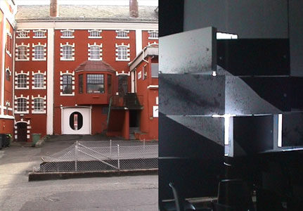 Antigone is a stage design for the minimalist music by Trond Reinholden and Manos Tsagaris. Re-birth is an installation on the building of Cool Opera. A truck pass has been closed and trasformed. In this new inside, where public was obliged to go through, there was a performance of the percussionist Ivar Grydeland and an interactive projection by Frieder Weiss.